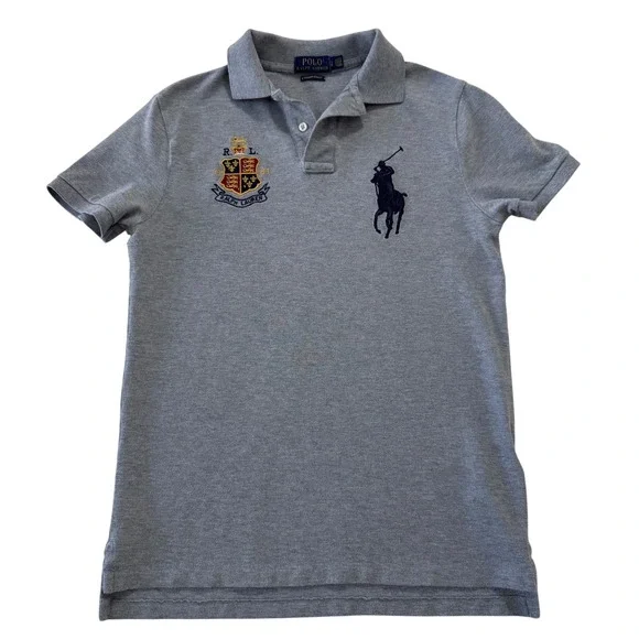 Polo Ralph Lauren Mens Custom Slim Fit Crest Polo Shirt Gray Small Large Pony - Picture 2 of 10